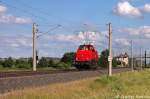 BR214/275805/locon-214-214-004-4-kam-als LOCON 214 (214 004-4) kam als Lz durch Vietznitz gefahren und fuhr in Richtung Nauen weiter. 21.06.2013