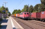 BR 140/434015/140-876-4-egp---eisenbahngesellschaft-potsdam 140 876-4 EGP - Eisenbahngesellschaft Potsdam mbH mit einem Containerzug in Bienenbüttel und fuhr weiter in Richtung Uelzen. 05.06.2015 
