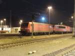 BR 145/481596/145-001-4-bei-nacht-am-19022016 145 001-4 bei Nacht am 19.02.2016 im Bahnhof Wismar.