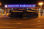 rostock/654205/die-6n-1-wagen-689-und-653 Die 6N-1 Wagen 689 und 653 waren am Morgen des 22.04.2019 um 04:19 Uhr auf dem Betriesbhof der Rostocker Straßenbahn AG abgestellt.