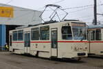 CKD Tatra T6A2 704 stand am 04.05.2024 in Rostock-Marienehe.