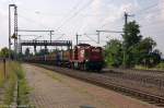 OHE Osthannoversche Eisenbahnen AG/358797/160074-295-951-8-ohe-cargo-mit 160074 (295 951-8) OHE Cargo mit dem OHE-Müllzug von Braunschweig nach Staßfurt in Niederndodeleben. 08.08.2014