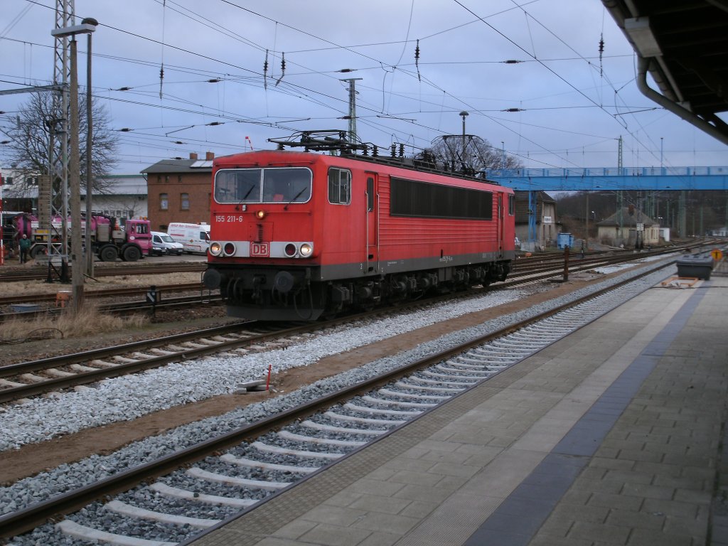 155 211 als Lz von Mukran am 09.Februar 2011 in Bergen/Rgen.