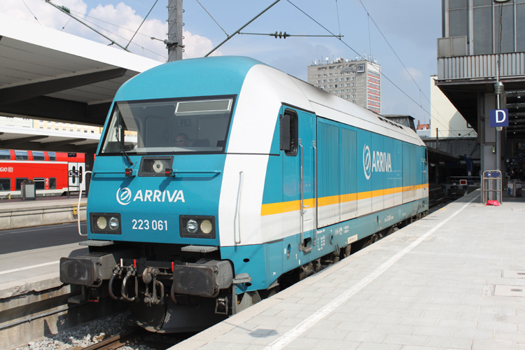 223 061-3 von Arriva-Lnderbahn-Express(Alex)beim Rangieren im Mnchener Hbf.(24.04.2011)