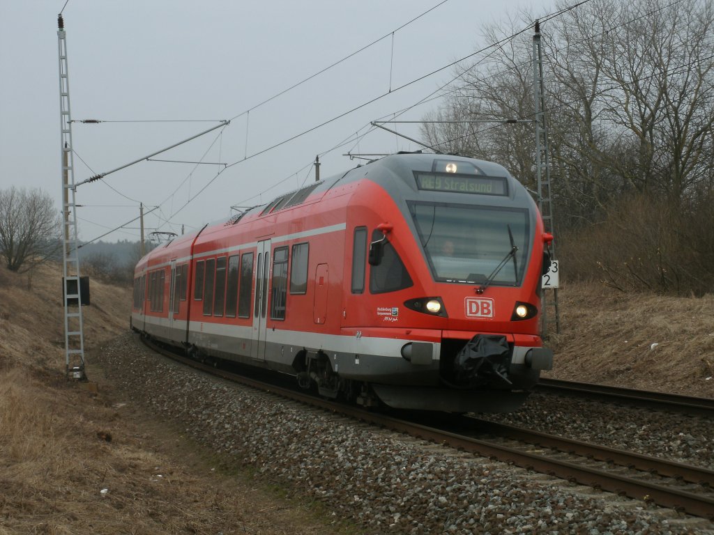 429 029 am 28.Februar 2011 als RE Binz-Stralsund vor Bergen/Rgen.