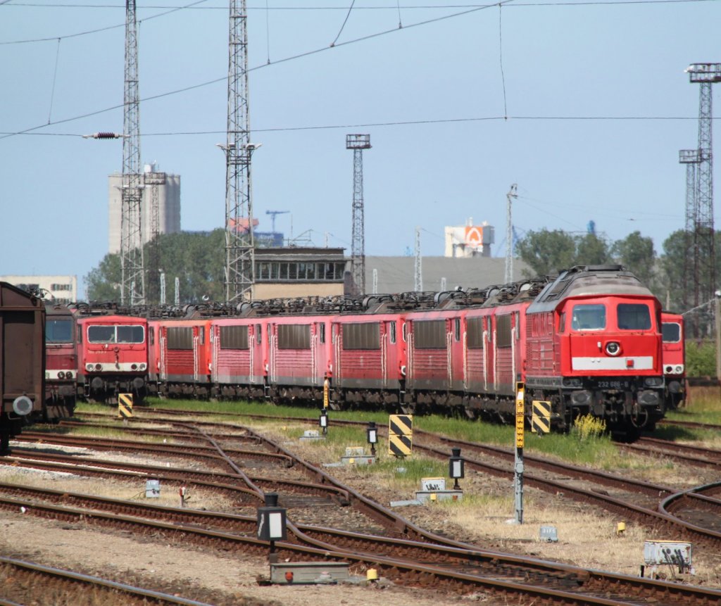 Die Lokreihen im Rostocker Seehafen werden weniger die Dresdener 180er wurden nach Link´s gestellt.03.08.2012