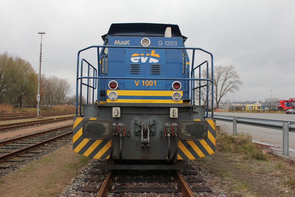 evb/Mittelweserbahn V1001 mit Neuen Logo Abgestellt in Hamburg Walterhof (Dradenau) am 04.12.2012