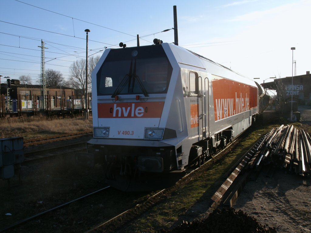 Hvle V490.3(264 008-4)am Nachmittag vom 05.Mrz 2012 in Bergen/Rgen.
