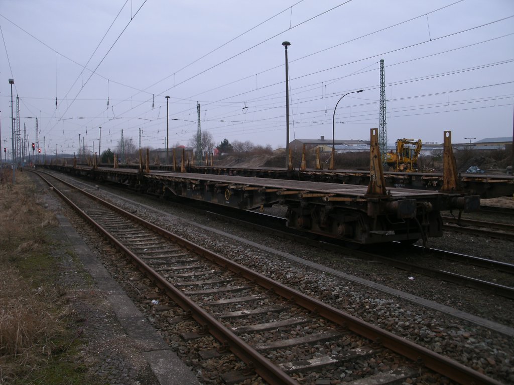 Mehrere Slps-Wagen wurden am 10.Februar 2011 in Bergen/Rgen abgestellt.