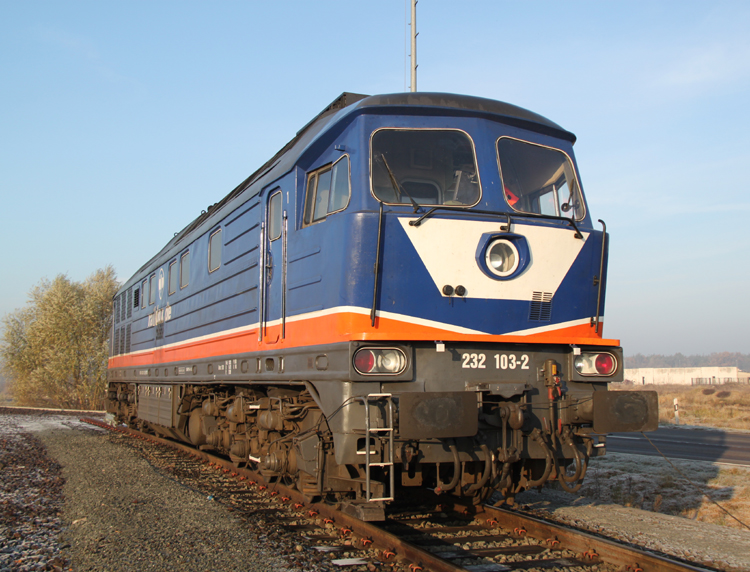 Raildox 232 103-2(ex EVB 622.01) abgestellt in Hhe Gterbahnhof Stendal-Niedergrne am 13.11.2011