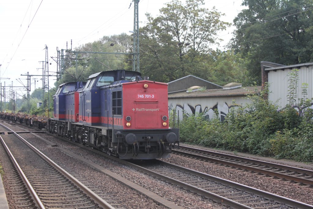 RailTransport V100 Ost in Doppeleinheit mit der 745 701-3 und 745 702-0 kamen am 10.09.2011 durch Hamburg Harburg gefahren.