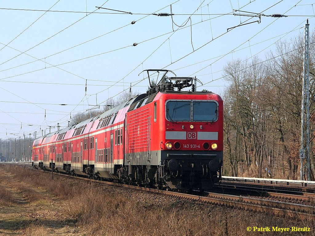 143 931 mit RE 1 nach Frankfurt / Oder am 20.02.2015 bei Berlin-Friedrichshagen