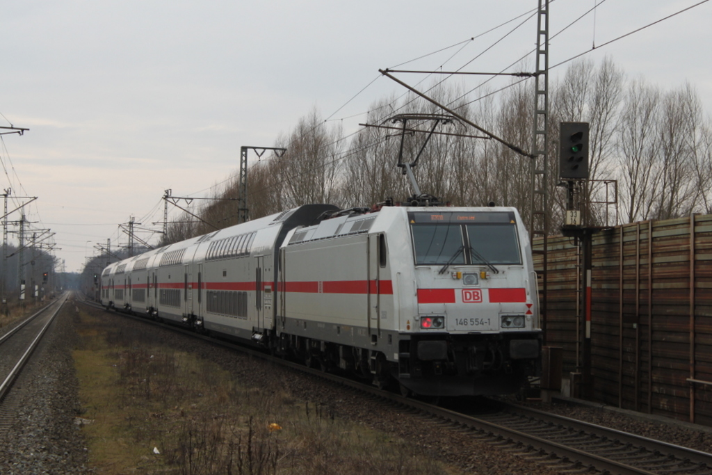146 564-1 mit IC 2038 von Leipzig Hbf nach Emden Hbf bei der Durchfahrt am 10.03.2018 in Weddel(Braunschw) 