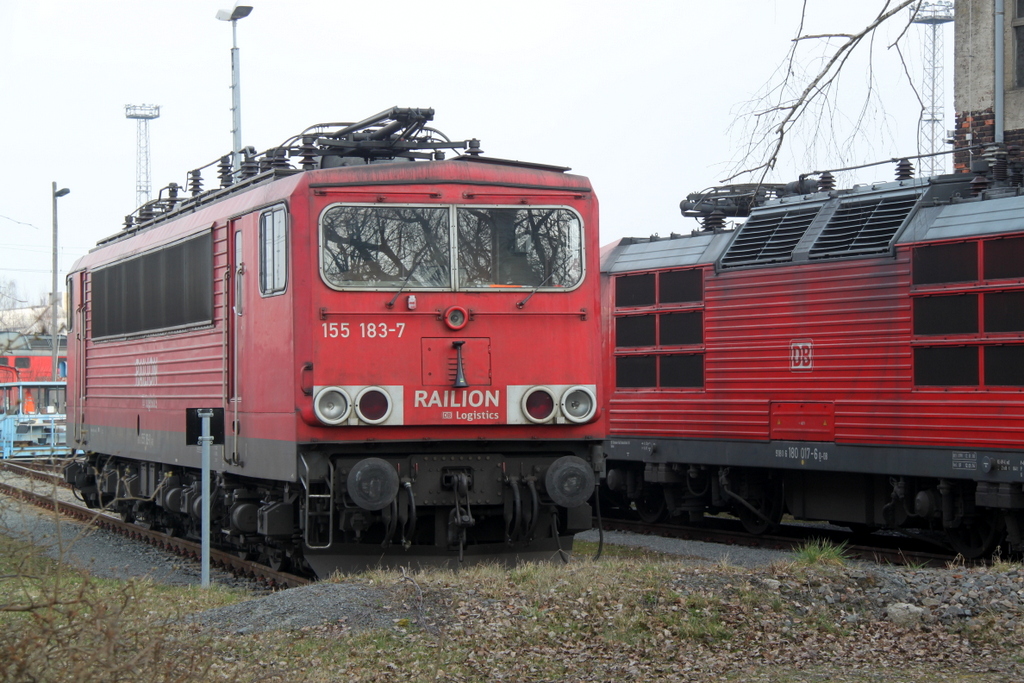 155 183-7 abgestellt am 08.03.2014 im BW Leipzig-Engelsdorf.