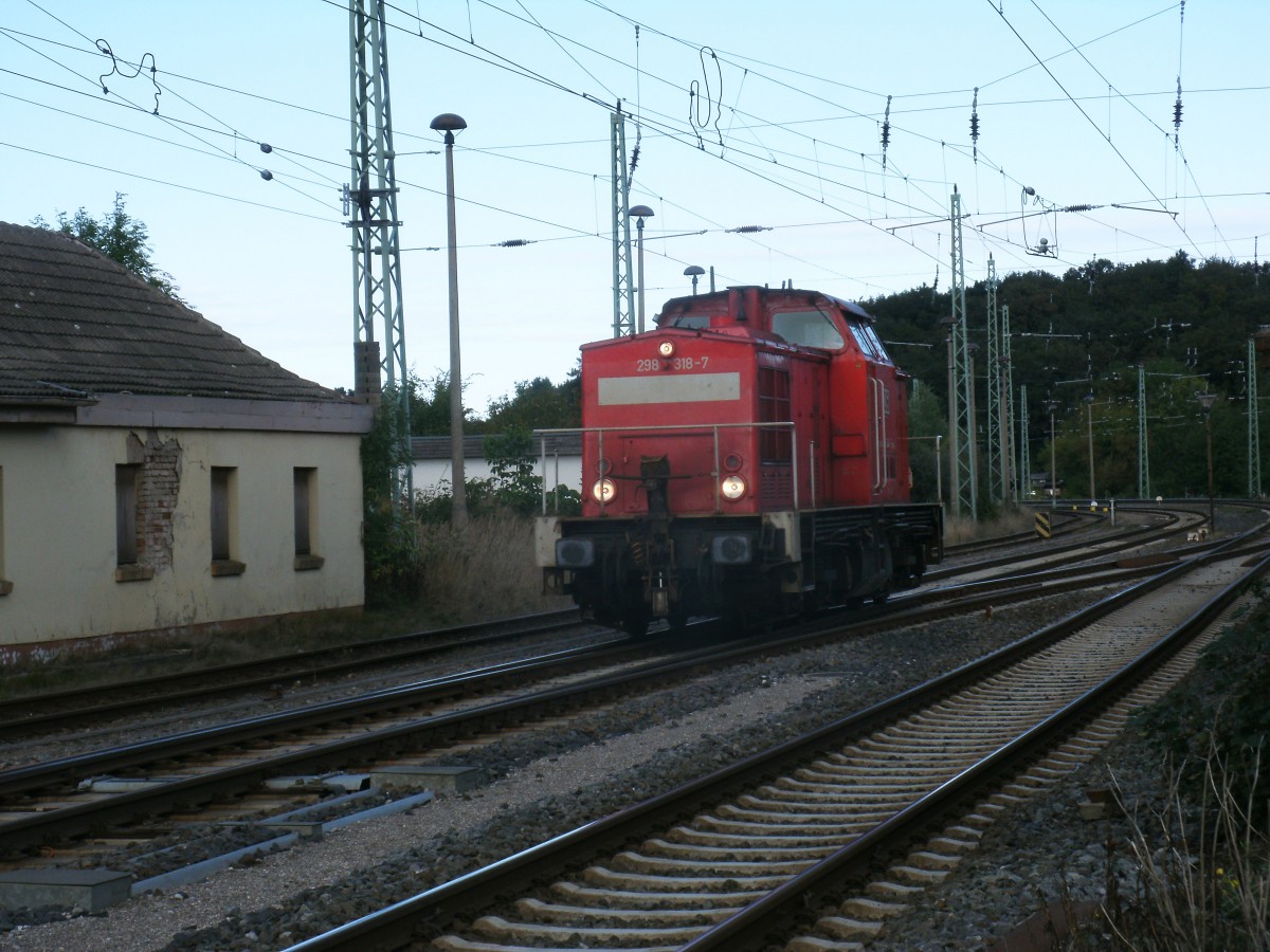 298 318-7 als Lz Mukran-Stralsund,am 27.September 2013,bei der Einfahrt in Bergen/Rgen.