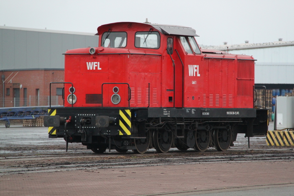 345 286-9(Lok 1)der Firma WFL der Firma WFL stand am Morgen des 22.01.2017 im Rostocker Fracht und Fischereihafen abgestellt.