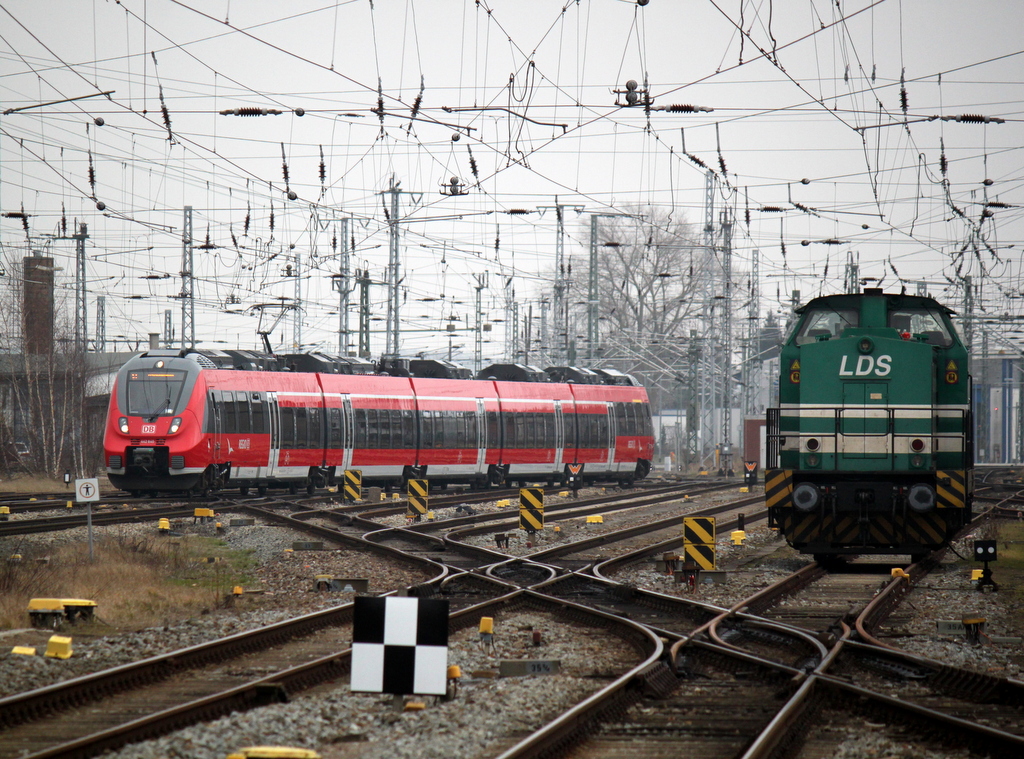 442 840-5 als S1(Rostock-Warnemnde)bei der Bereitstellung im Rostocker Hbf.20.02.2015