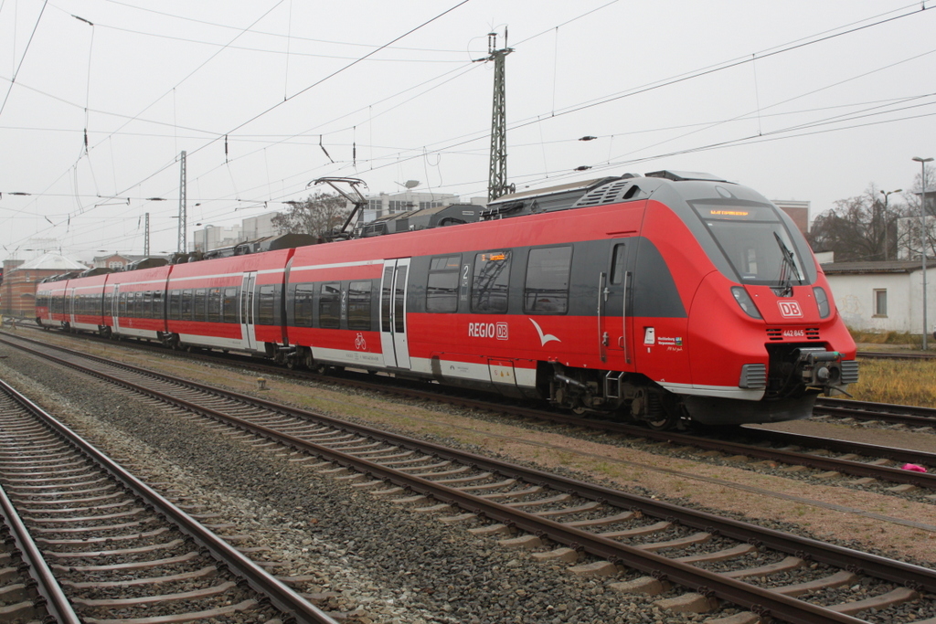 442 845 stand als S1(Rostock-Warnemnde)im Rostocker Hbf.25.11.2016