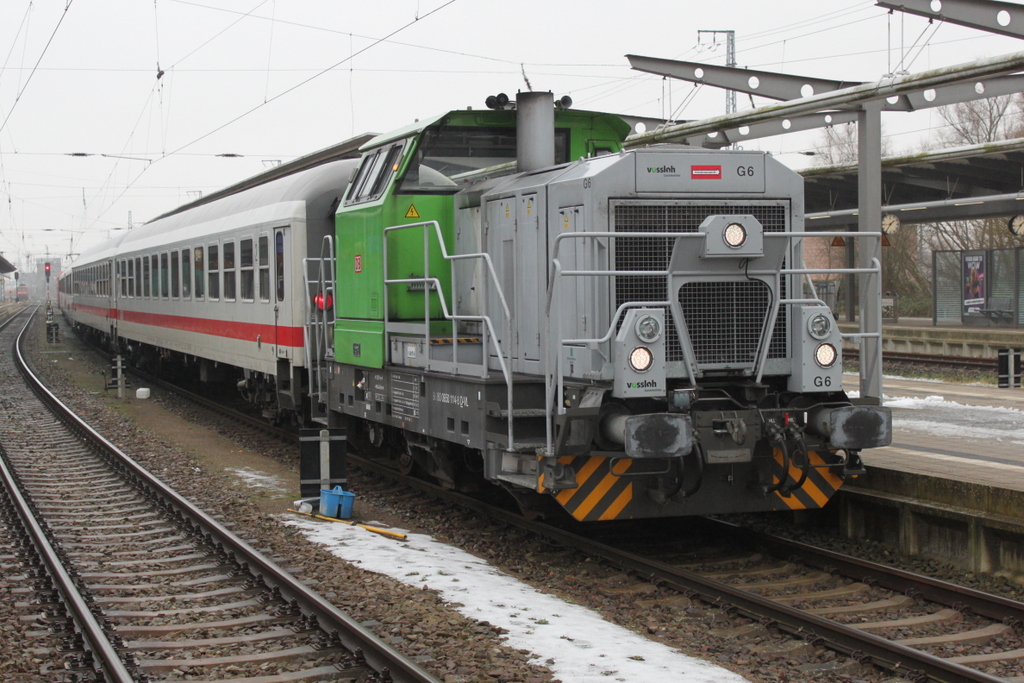 650 114-8 mit IC 2239(Rostock-Leipzig)bei der Bereitstellung im Rostocker Hbf.20.01.2017