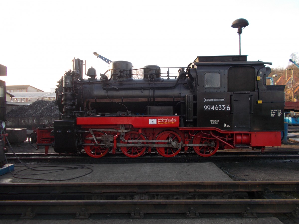 99 4633-6(alias Mh53),am 26.Januar 2015,in der Est Putbus.
