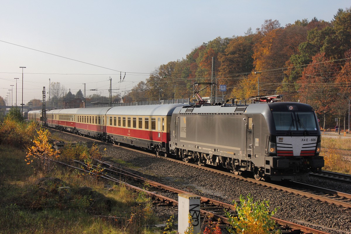 Der AKE Sonderzug von Koblenz Hbf nach Westerland (Sylt)kam Pünktlich mit der MRCE X4 E-606 durch Tostedt gefahren richtung Hamburg.