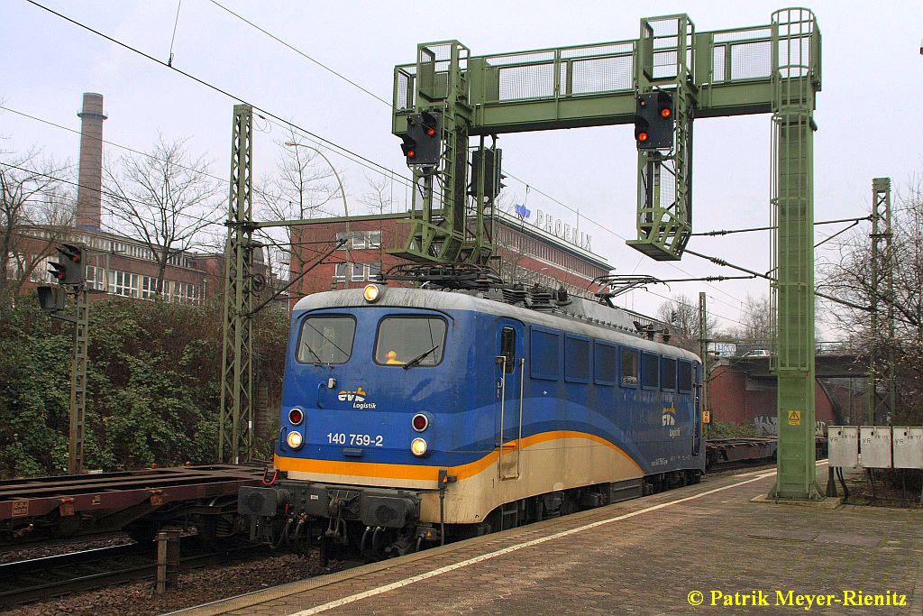 EVB 140 759 in Hamburg-Harburg am 20.01.2015 zur Fahrt in den Betriebsbahnhof Hamburg-Harburg um einen BLG Logistics Leerzug zu übernehmen.
