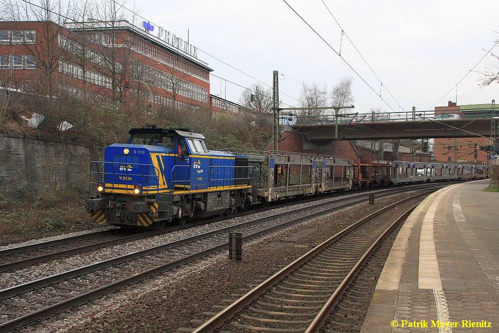 EVB V2304 mit BLG Logistics Hamburg-Harburg Richtung Bbf. Hamburg-Harburg am 26.03.2015