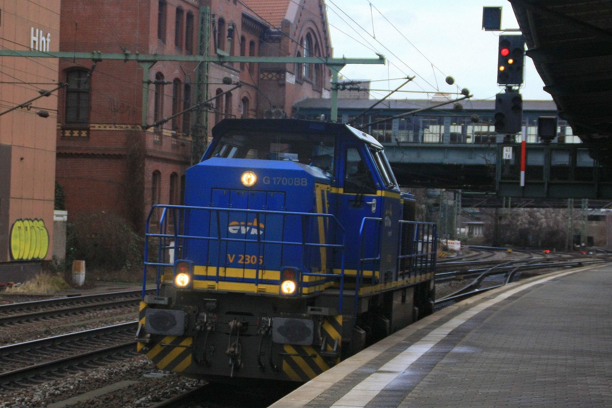 EVB V2305 Lz Hamburg-Harburg auf Rangierfahrt zur Abstellung auf Gleis 185 am 10.01.2015