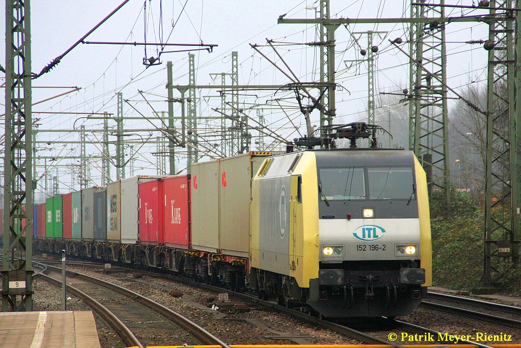 ITL 152 196 mit Containerzug am 20.01.2015 in Hamburg-Harburg auf dem Weg nach Hamburg-Waltershof