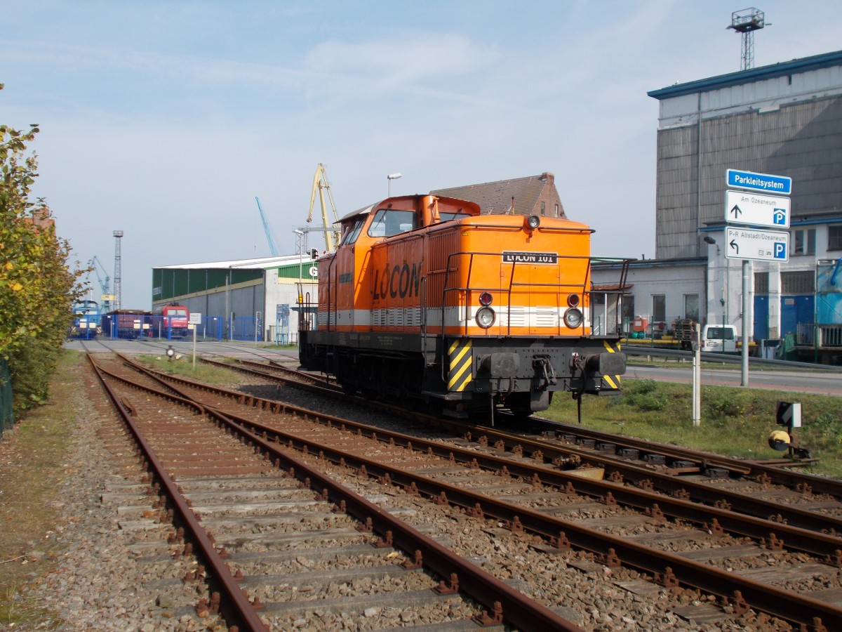 LOCON`s Rita 101 stand,am 15.September 2014,im Übergabebereich zum Stralsunder Nordhafen.