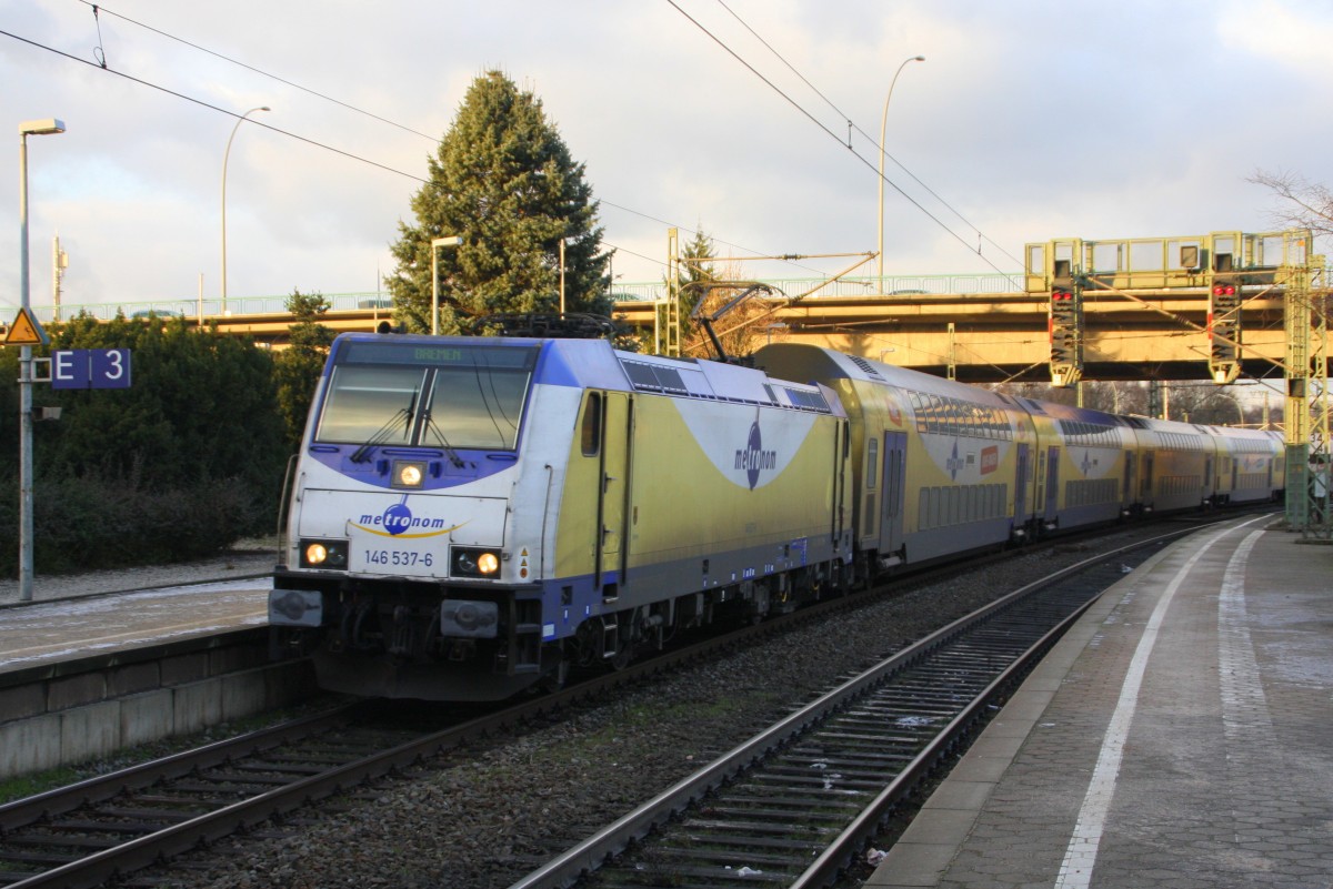 ME 146 537 mit RB41 nach Bremen Hbf
am 29.12.2014 bei Einfahrt in Hamburg-Harburg