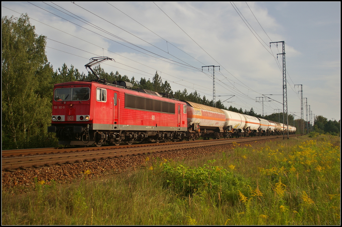 Seit 2017 gehört 155 182-9 zum Lokpool von Railpool und ist an DB Cargo vermietet. Am 30.08.2017 zog sie einen Druckgaskesselwagenzug durch die Berliner Wuhlheide