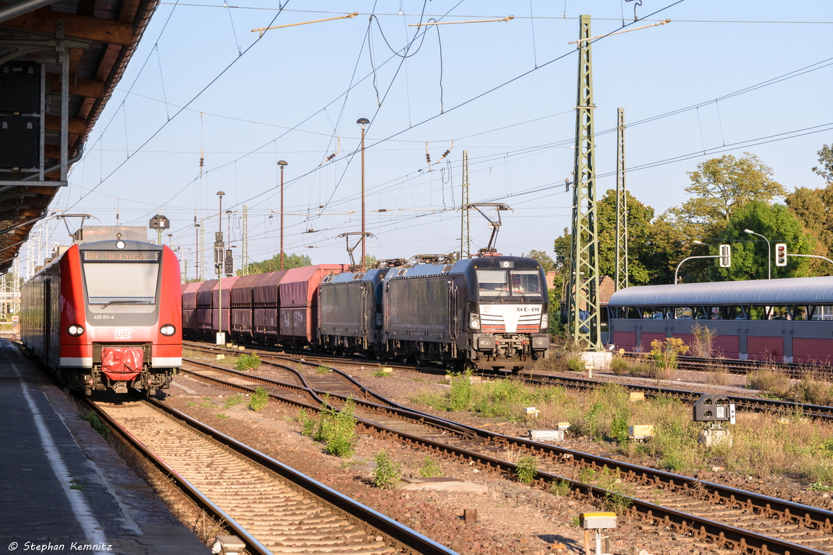 X4 E - 610 (193 610-3) & X4 E - 608 (193 608-7) MRCE - Mitsui Rail Capital Europe GmbH fr DB Cargo mit dem Ganzzug GM 60104 von Ziltendorf EKO nach Hamburg Hansaport in Stendal. 15.09.2016