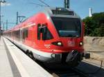 BR 429 Flirt 429 028 im umgebauten Bahnhof Lietzow als Anschlu�zug nach Sassnitz am 17.Juni 2010.