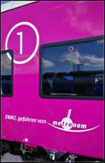  ENNO, gefahren von metronom . Dabei handelt es sich um das Elektronetz Niedersachsen-Ost, das mit vierteiligen Triebzgen des Typs Alstom Coradia Continental gefahren werden wird. Ausgestellt war der Triebzug auf der InnoTrans 2014 in Berlin