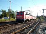BR 110 Wieder mit Versp�tung durchfuhr EC 378 Wien-Binz mit 110 200 den Bahnhof Lietzow.