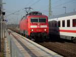 BR 120 Auf Durchfahrt durch Bergen/R�gen von Stralsund nach Binz war am 04.April 2009 120 154.