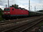 br-143-112-114 F�r die angek�ndigte 143 001 brachte die Cottbuser 143 931 am 11.Juli 2009 einen Sonderzug nach Bergen/R�gen.