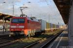 BR 152 152 165-7 DB Schenker Rail Deutschland AG mit einem Containerzug in Stendal Richtung Wittenberge unterwegs. 17.12.2011