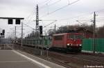 BR 155 155 112-6 mit einem gemischtem G�terzug in Rathenow in Richtung Wustermark unterwegs. 17.01.2012