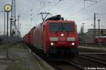 BR 189 189 003-7 mit einem Containerzug in Stendal Richtung Magdeburg unterwegs. 11.01.2012
