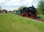 BR99 Das Lokpersonal auf der 99 1782 kann sich bis Putbus entspannen,denn 251 901 zog am 09.Juni 2010 den Zug durch Lauterbach nach Putbus.