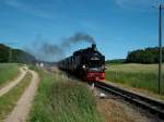 BR99 99 1782 durchf�hrt ohne Halt am 17.Juni 2010 den Bahnhof Seelvitz.