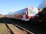 Abgestellte 626er Triebwagen in Meyenburg am 26.Februar 2022.