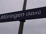 Bahnhofs-Schild Mringen(Altmark)Aufgenommen am 20.11.10