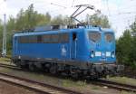 Press 140 038-0 musste im Bahnhof Rostock-Bramow auf Rangier-Fahrt warten.12.05.2012