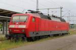 120 130-0 abgestellt im Rostocker Hbf.19.05.2012