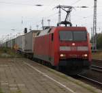 152 154-1 mit DB-Schenker von WRS nach Basel bei der Durchfahrt in Rostock-Dierkow.07.09.2012