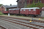 3 historische Güterwagen waren am Morgen des 01.10.2016 im Schweriner Hbf abgestellt.