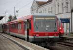 928 692-2 als RE 94557 von Lbeck Hbf nach Szczecin Glowny kurz vor der Ausfahrt im Bahnhof Gstrow.Auf Grund von Bauarbeiten fuhr der Zug nur bis Neubrandenburg.01.11.2013